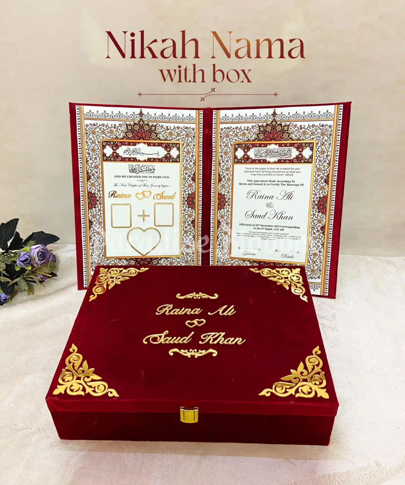 1-3-1300x1554 Personalized Nikah Booklet with Keepsake Box - Image 1