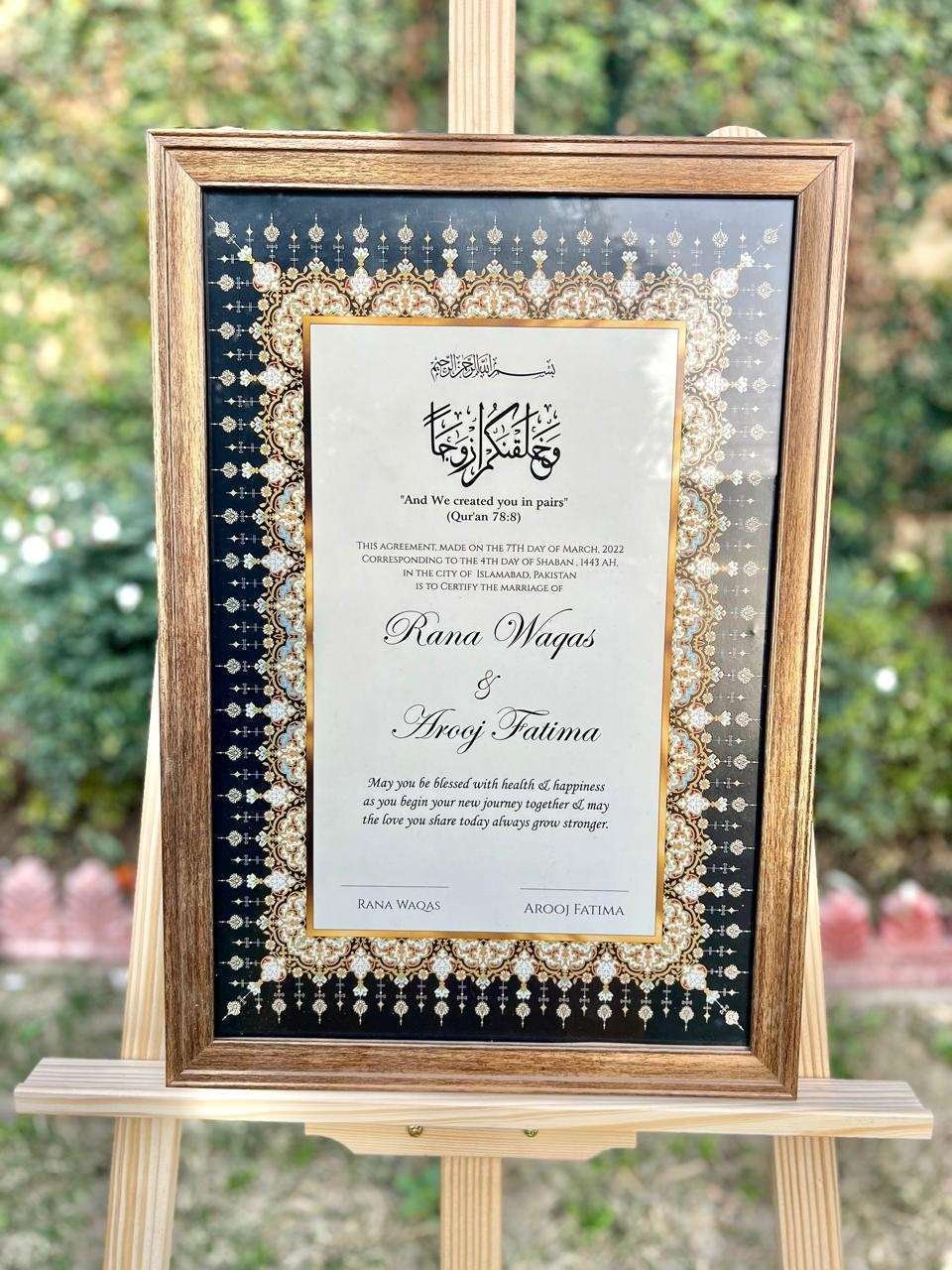 3 Black Nikah Nama with Gold Frame - Image 1
