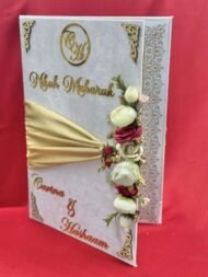 Nikah Nama Folder in White with flowers - Image 3