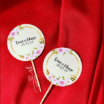 Due e Khair Mithai Toppers in Pink and offwhite (Pack of 12)