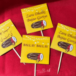 Dholki Mithai Toppers in Yellow (Pack of 12)